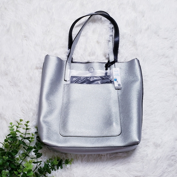 Handbags - Tote bag Silver&Black Reversible Laptop Tote Bag